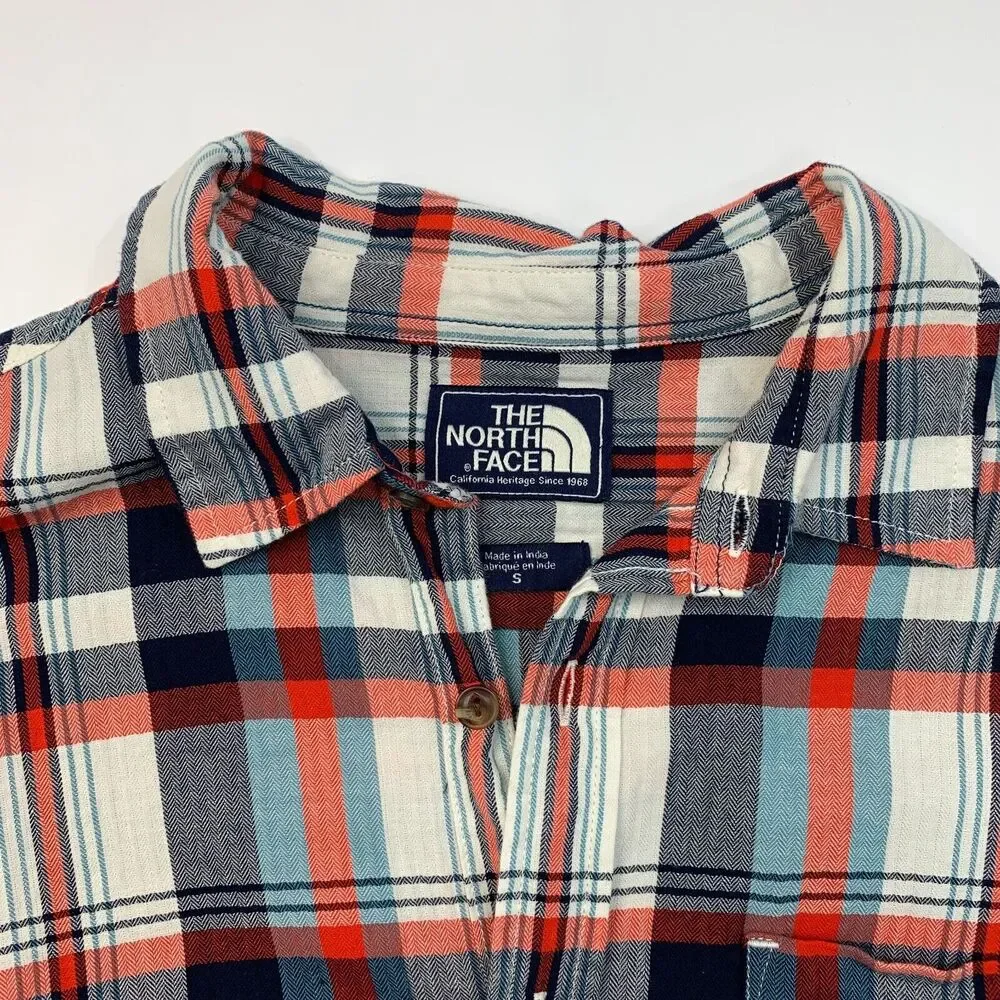 The North Face Shirt Mens S Small Plaid Long Sleeve Cotton Western Button Up